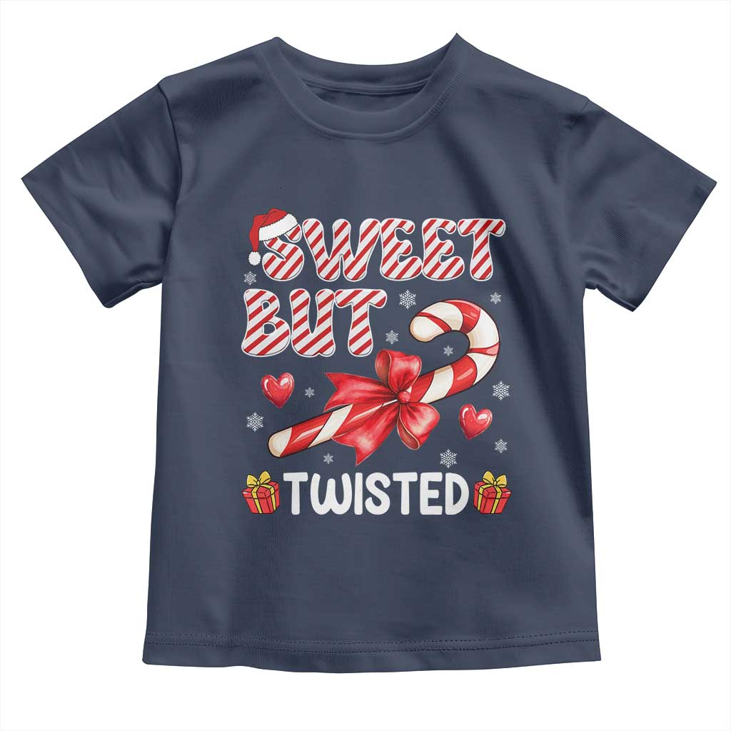 Funny Christmas Toddler T Shirt Sweet But Twisted Candy Cane Xmas Holiday TS10 Navy Print Your Wear