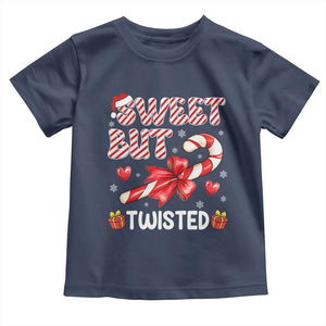 Funny Christmas Toddler T Shirt Sweet But Twisted Candy Cane Xmas Holiday TS10 Navy Print Your Wear