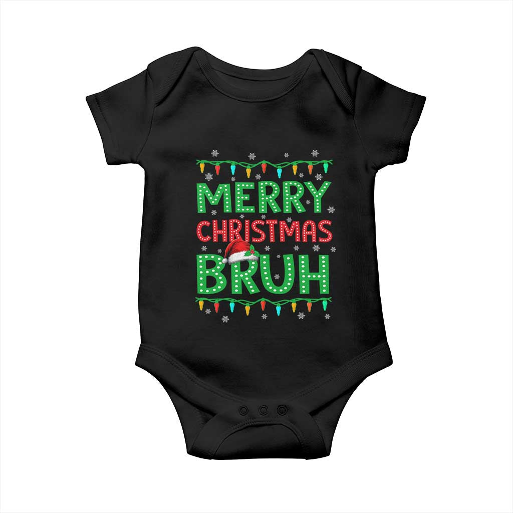 Merry Christmas Bruh Baby Onesie Meme Funny Saying Bro Greeting TS10 Black Print Your Wear