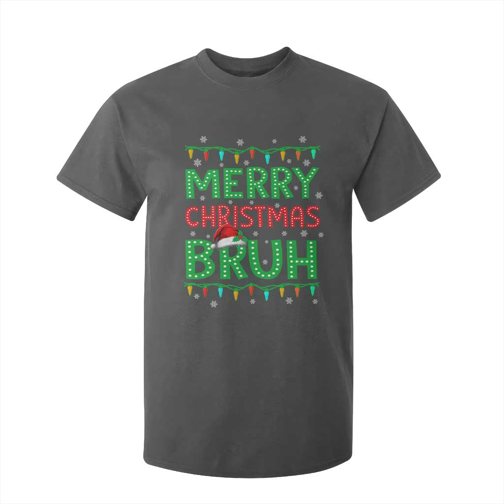 Merry Christmas Bruh T Shirt For Kid Meme Funny Saying Bro Greeting TS10 Dark Heather Print Your Wear