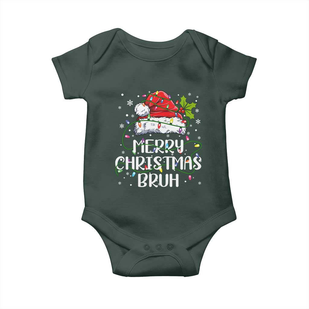 Merry Christmas Bruh Baby Onesie Funny Saying Santa Claus Christmas Lights Pajama TS10 Print Your Wear