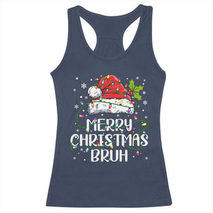 Merry Christmas Bruh Racerback Tank Top Funny Saying Santa Claus Christmas Lights Pajama TS10 Navy Print Your Wear