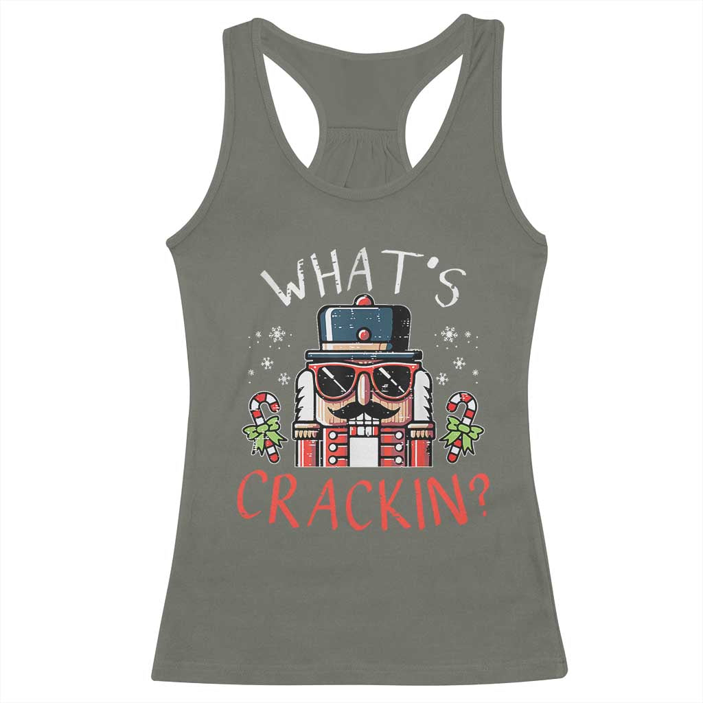 Christmas Nutcracker Racerback Tank Top Whats Crackin Funny Xmas TS10 Military Green Print Your Wear