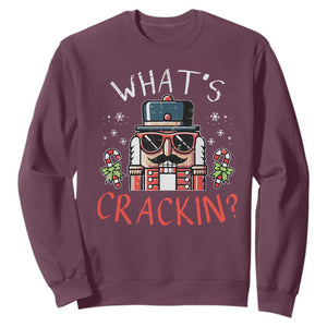 Christmas Nutcracker Sweatshirt Whats Crackin Funny Xmas TS10 Maroon Print Your Wear