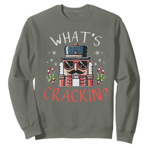 Christmas Nutcracker Sweatshirt Whats Crackin Funny Xmas TS10 Military Green Print Your Wear