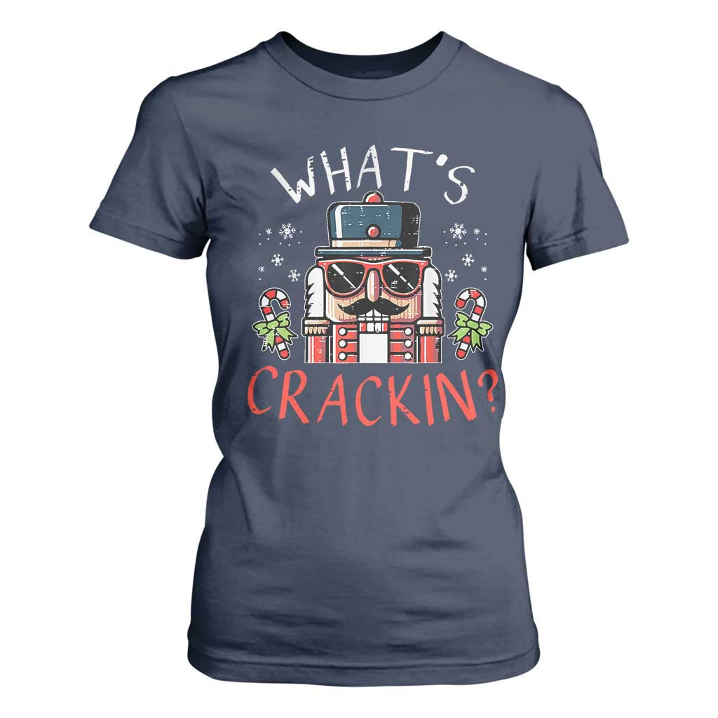 Christmas Nutcracker T Shirt For Women Whats Crackin Funny Xmas TS10 Navy Print Your Wear