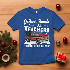 Teacher Christmas T Shirt Vintage Jolliest Bunch Of Teachers This Side Of The Hallway TS10 Royal Blue Print Your Wear