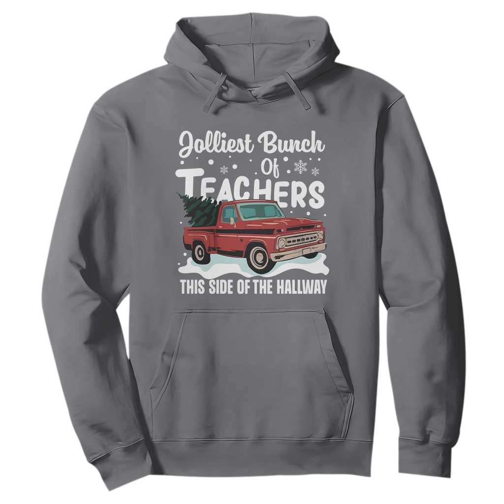 Teacher Christmas Hoodie Vintage Jolliest Bunch Of Teachers This Side Of The Hallway TS10 Charcoal Print Your Wear