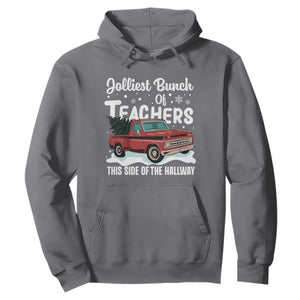 Teacher Christmas Hoodie Vintage Jolliest Bunch Of Teachers This Side Of The Hallway TS10 Charcoal Print Your Wear