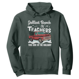 Teacher Christmas Hoodie Vintage Jolliest Bunch Of Teachers This Side Of The Hallway TS10 Dark Forest Green Print Your Wear
