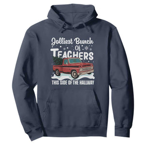 Teacher Christmas Hoodie Vintage Jolliest Bunch Of Teachers This Side Of The Hallway TS10 Navy Print Your Wear