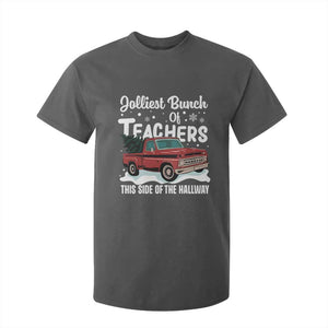 Teacher Christmas T Shirt For Kid Vintage Jolliest Bunch Of Teachers This Side Of The Hallway TS10 Dark Heather Print Your Wear