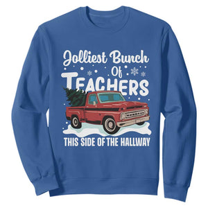 Teacher Christmas Sweatshirt Vintage Jolliest Bunch Of Teachers This Side Of The Hallway TS10 Royal Blue Print Your Wear