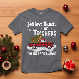 Teacher Christmas T Shirt Jolliest Bunch Of Teachers This Side Of The Hallway TS10 Charcoal Print Your Wear