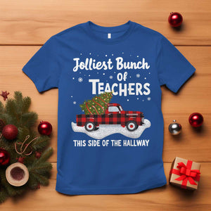 Teacher Christmas T Shirt Jolliest Bunch Of Teachers This Side Of The Hallway TS10 Royal Blue Print Your Wear