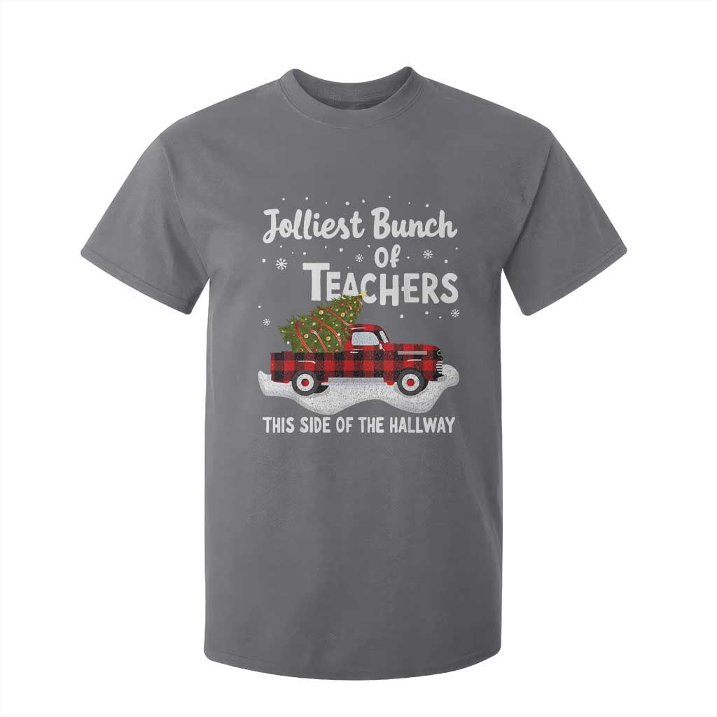 Teacher Christmas T Shirt For Kid Jolliest Bunch Of Teachers This Side Of The Hallway TS10 Charcoal Print Your Wear