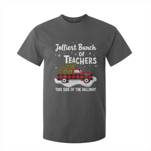 Teacher Christmas T Shirt For Kid Jolliest Bunch Of Teachers This Side Of The Hallway TS10 Dark Heather Print Your Wear