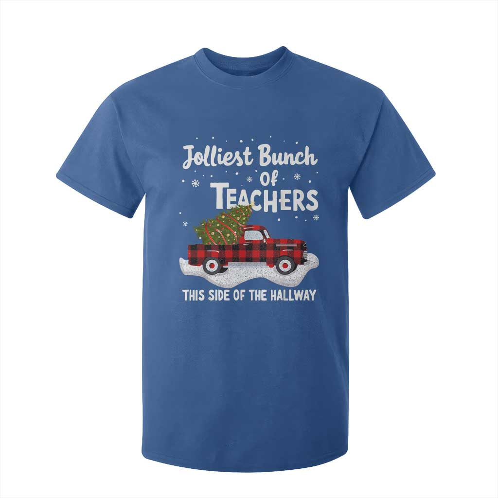 Teacher Christmas T Shirt For Kid Jolliest Bunch Of Teachers This Side Of The Hallway TS10 Royal Blue Print Your Wear