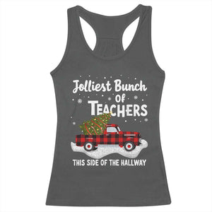 Teacher Christmas Racerback Tank Top Jolliest Bunch Of Teachers This Side Of The Hallway TS10 Dark Heather Print Your Wear