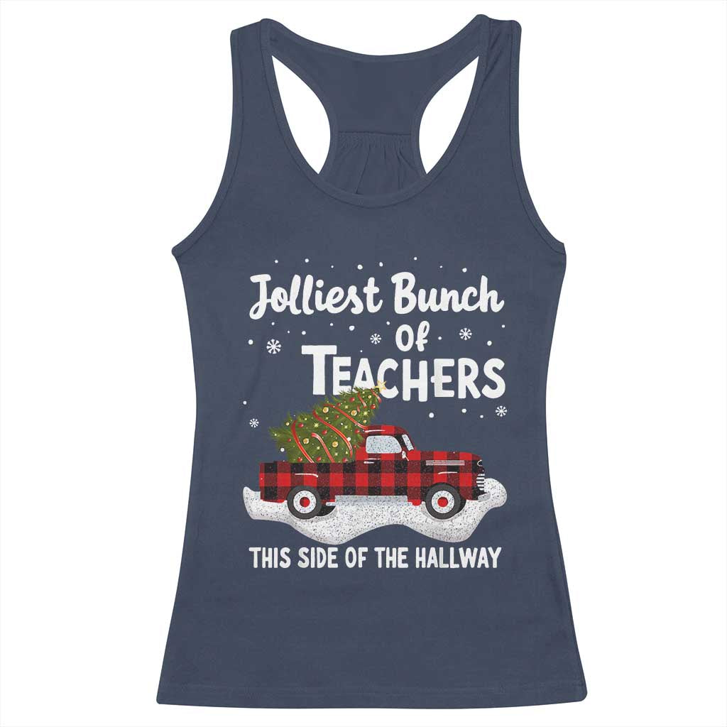 Teacher Christmas Racerback Tank Top Jolliest Bunch Of Teachers This Side Of The Hallway TS10 Navy Print Your Wear
