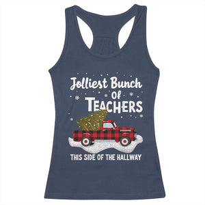 Teacher Christmas Racerback Tank Top Jolliest Bunch Of Teachers This Side Of The Hallway TS10 Navy Print Your Wear