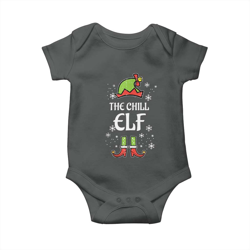 Funny Christmas Chill Guy Baby Onesie The Chill Elf Meme Xmas Family Match TS10 Dark Heather Print Your Wear