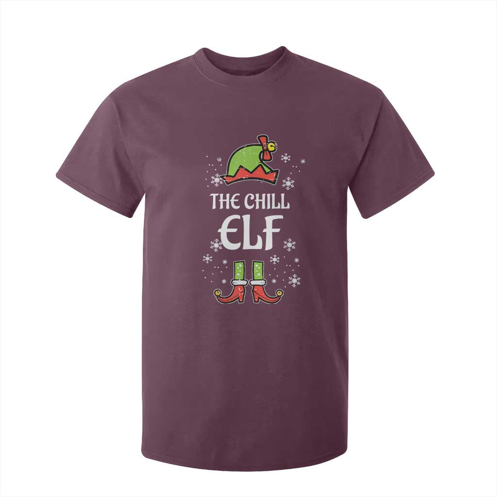 Funny Christmas Chill Guy T Shirt For Kid The Chill Elf Meme Xmas Family Match TS10 Maroon Print Your Wear