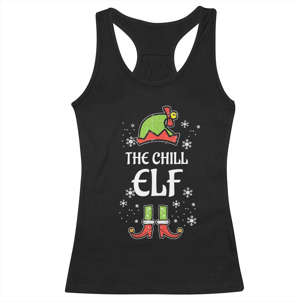 Funny Christmas Chill Guy Racerback Tank Top The Chill Elf Meme Xmas Family Match TS10 Black Print Your Wear