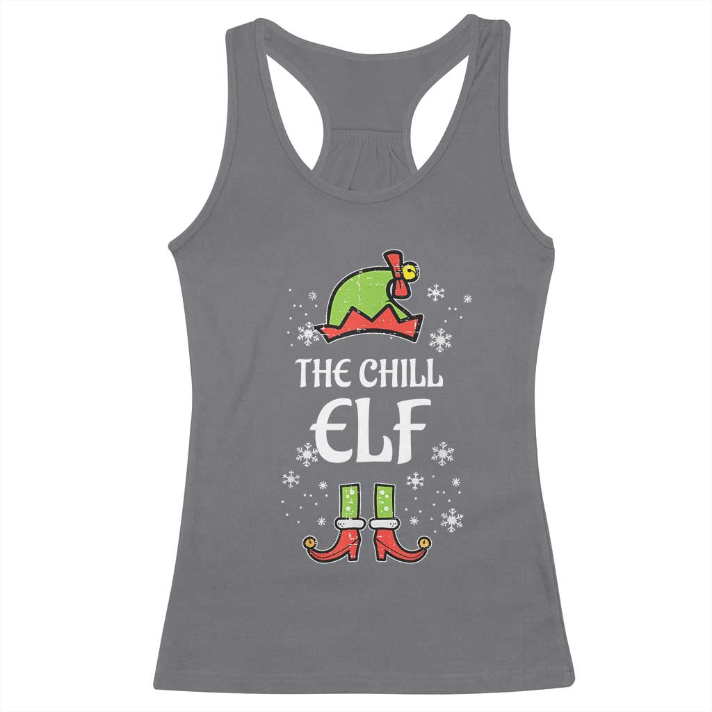 Funny Christmas Chill Guy Racerback Tank Top The Chill Elf Meme Xmas Family Match TS10 Charcoal Print Your Wear