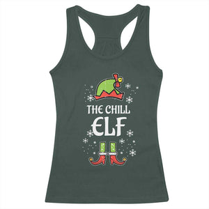 Funny Christmas Chill Guy Racerback Tank Top The Chill Elf Meme Xmas Family Match TS10 Dark Forest Green Print Your Wear