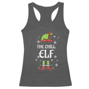 Funny Christmas Chill Guy Racerback Tank Top The Chill Elf Meme Xmas Family Match TS10 Dark Heather Print Your Wear