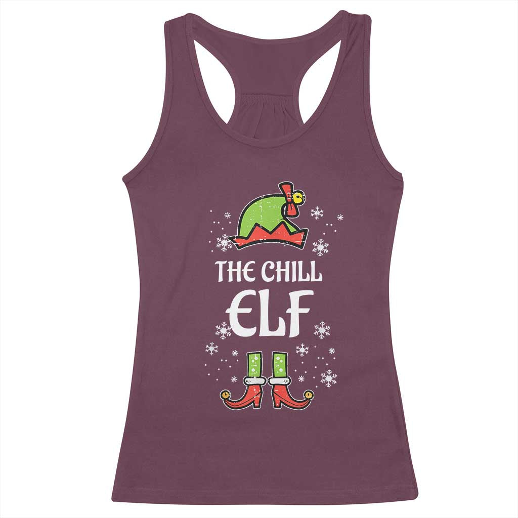Funny Christmas Chill Guy Racerback Tank Top The Chill Elf Meme Xmas Family Match TS10 Maroon Print Your Wear