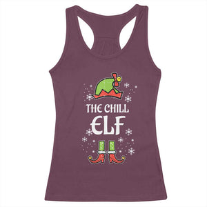 Funny Christmas Chill Guy Racerback Tank Top The Chill Elf Meme Xmas Family Match TS10 Maroon Print Your Wear