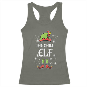 Funny Christmas Chill Guy Racerback Tank Top The Chill Elf Meme Xmas Family Match TS10 Military Green Print Your Wear