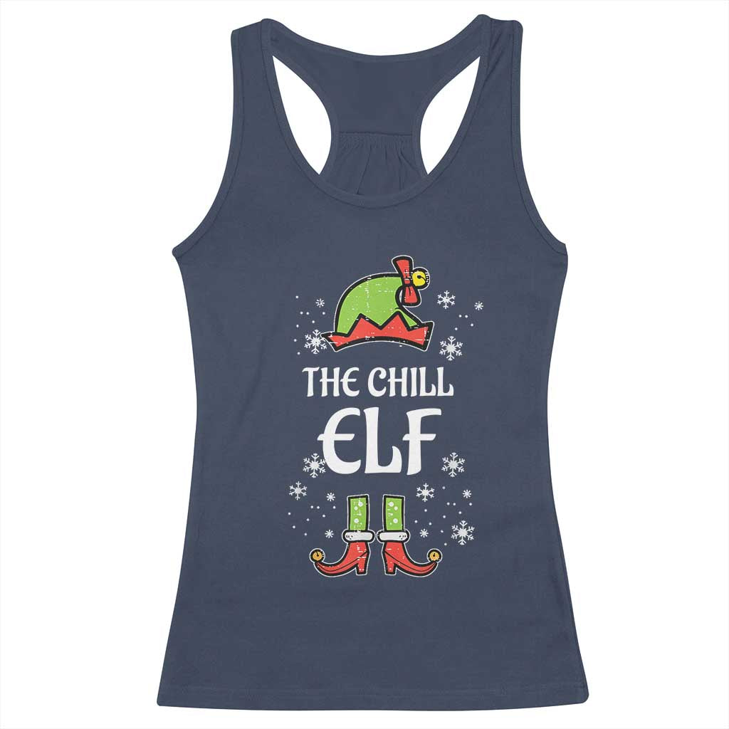 Funny Christmas Chill Guy Racerback Tank Top The Chill Elf Meme Xmas Family Match TS10 Navy Print Your Wear