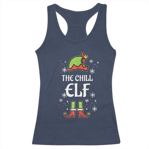 Funny Christmas Chill Guy Racerback Tank Top The Chill Elf Meme Xmas Family Match TS10 Navy Print Your Wear