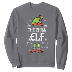 Funny Christmas Chill Guy Sweatshirt The Chill Elf Meme Xmas Family Match TS10 Charcoal Print Your Wear