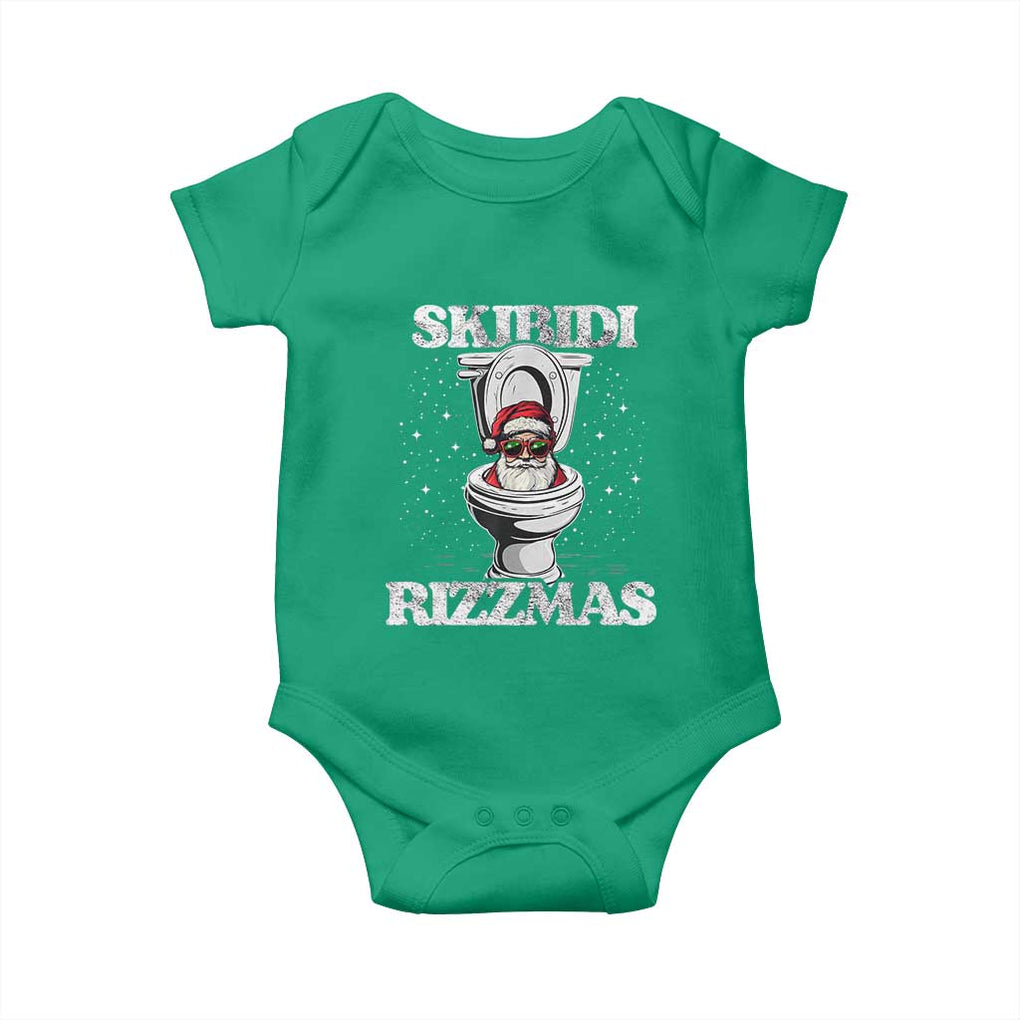 Funny Christmas Baby Onesie Skibidi Rizzmas Rizz Santa Toilet Kid Cool TS10 Irish Green Print Your Wear