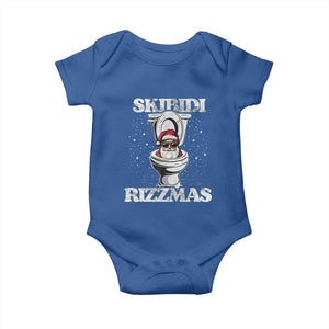 Funny Christmas Baby Onesie Skibidi Rizzmas Rizz Santa Toilet Kid Cool TS10 Royal Blue Print Your Wear