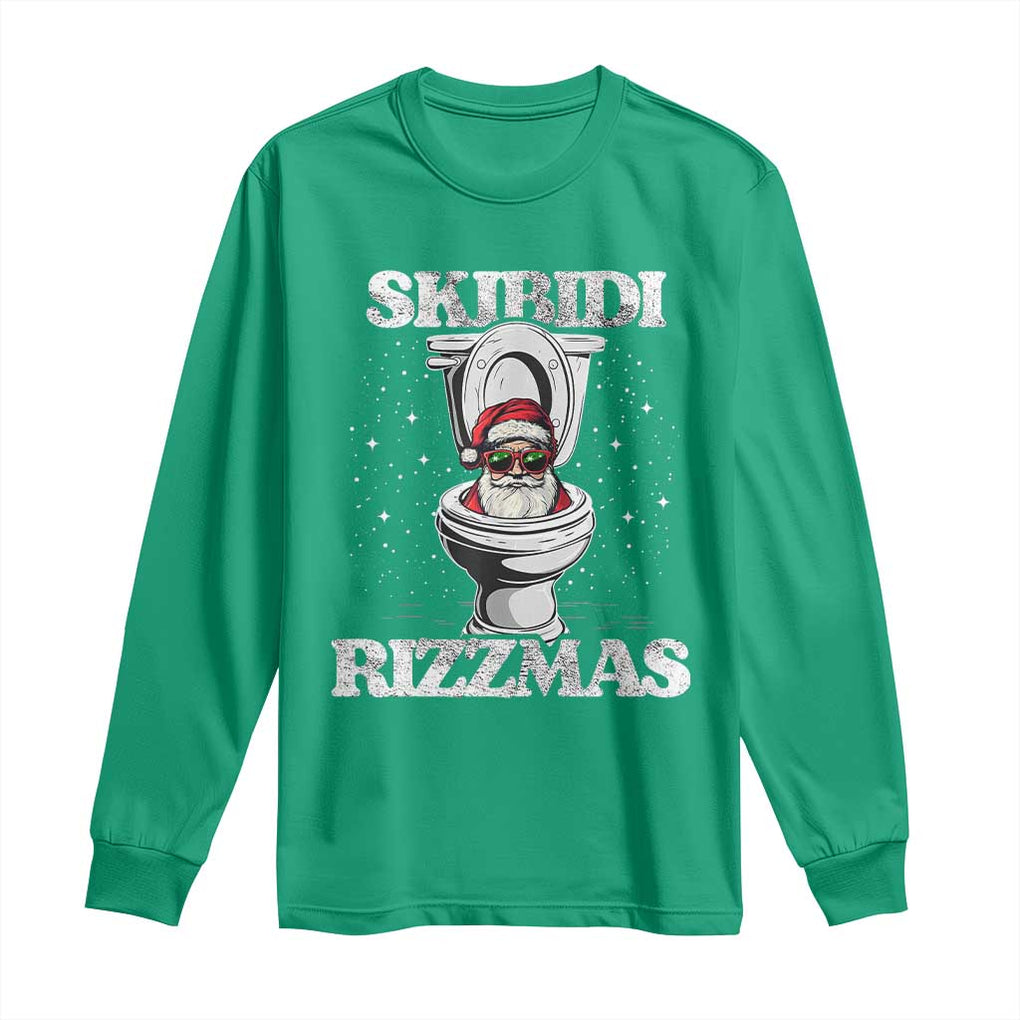 Funny Christmas Long Sleeve Shirt Skibidi Rizzmas Rizz Santa Toilet Kid Cool TS10 Irish Green Print Your Wear