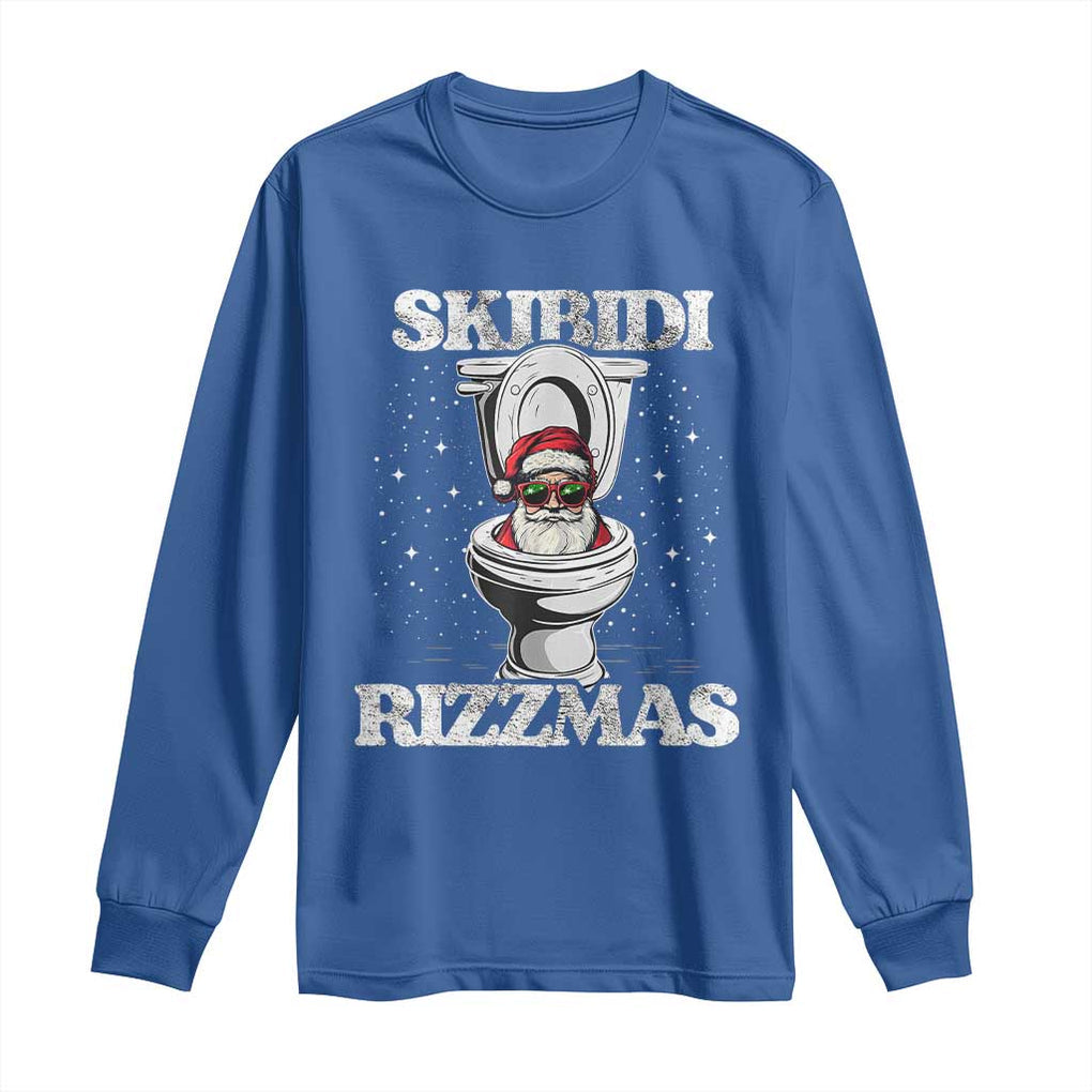 Funny Christmas Long Sleeve Shirt Skibidi Rizzmas Rizz Santa Toilet Kid Cool TS10 Royal Blue Print Your Wear