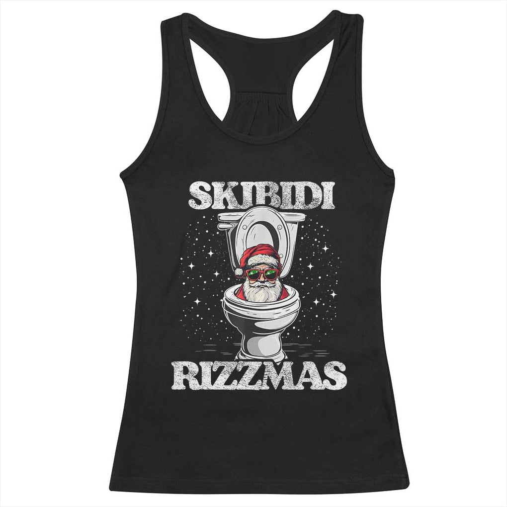 Funny Christmas Racerback Tank Top Skibidi Rizzmas Rizz Santa Toilet Kid Cool TS10 Black Print Your Wear