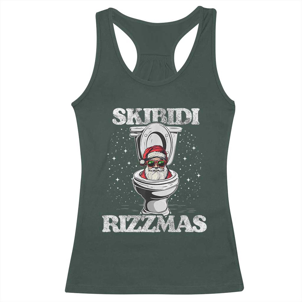 Funny Christmas Racerback Tank Top Skibidi Rizzmas Rizz Santa Toilet Kid Cool TS10 Dark Forest Green Print Your Wear