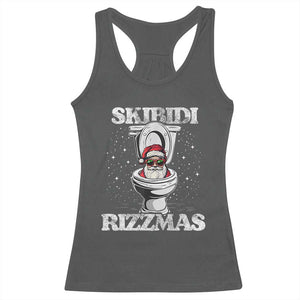 Funny Christmas Racerback Tank Top Skibidi Rizzmas Rizz Santa Toilet Kid Cool TS10 Dark Heather Print Your Wear
