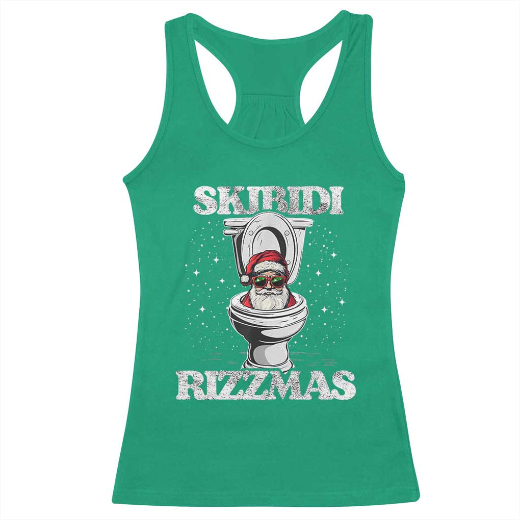 Funny Christmas Racerback Tank Top Skibidi Rizzmas Rizz Santa Toilet Kid Cool TS10 Irish Green Print Your Wear