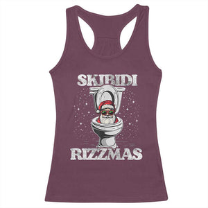 Funny Christmas Racerback Tank Top Skibidi Rizzmas Rizz Santa Toilet Kid Cool TS10 Maroon Print Your Wear