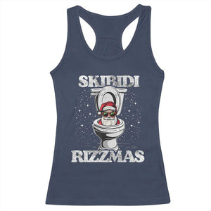 Funny Christmas Racerback Tank Top Skibidi Rizzmas Rizz Santa Toilet Kid Cool TS10 Navy Print Your Wear