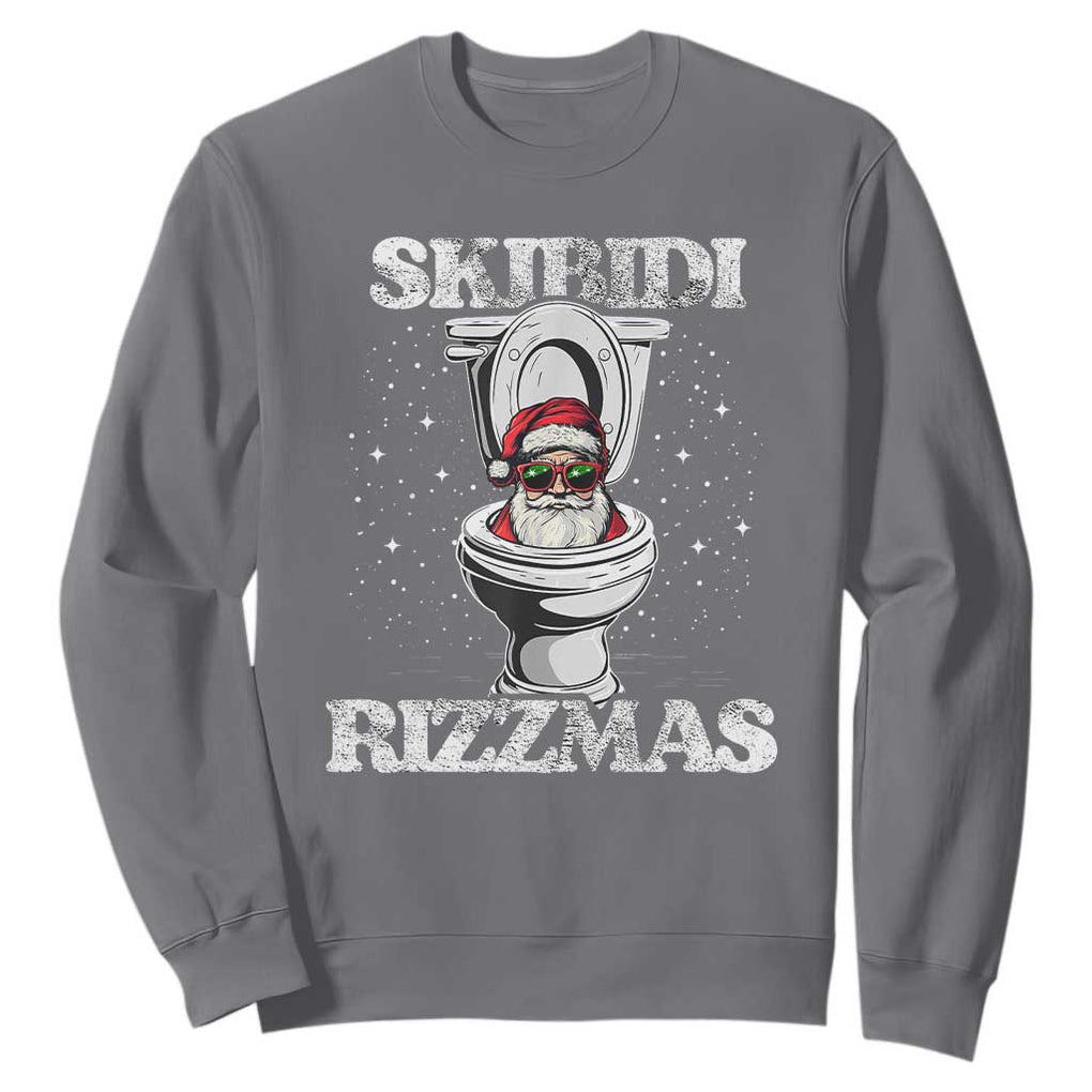 Funny Christmas Sweatshirt Skibidi Rizzmas Rizz Santa Toilet Kid Cool TS10 Charcoal Print Your Wear