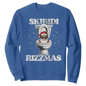 Funny Christmas Sweatshirt Skibidi Rizzmas Rizz Santa Toilet Kid Cool TS10 Royal Blue Print Your Wear