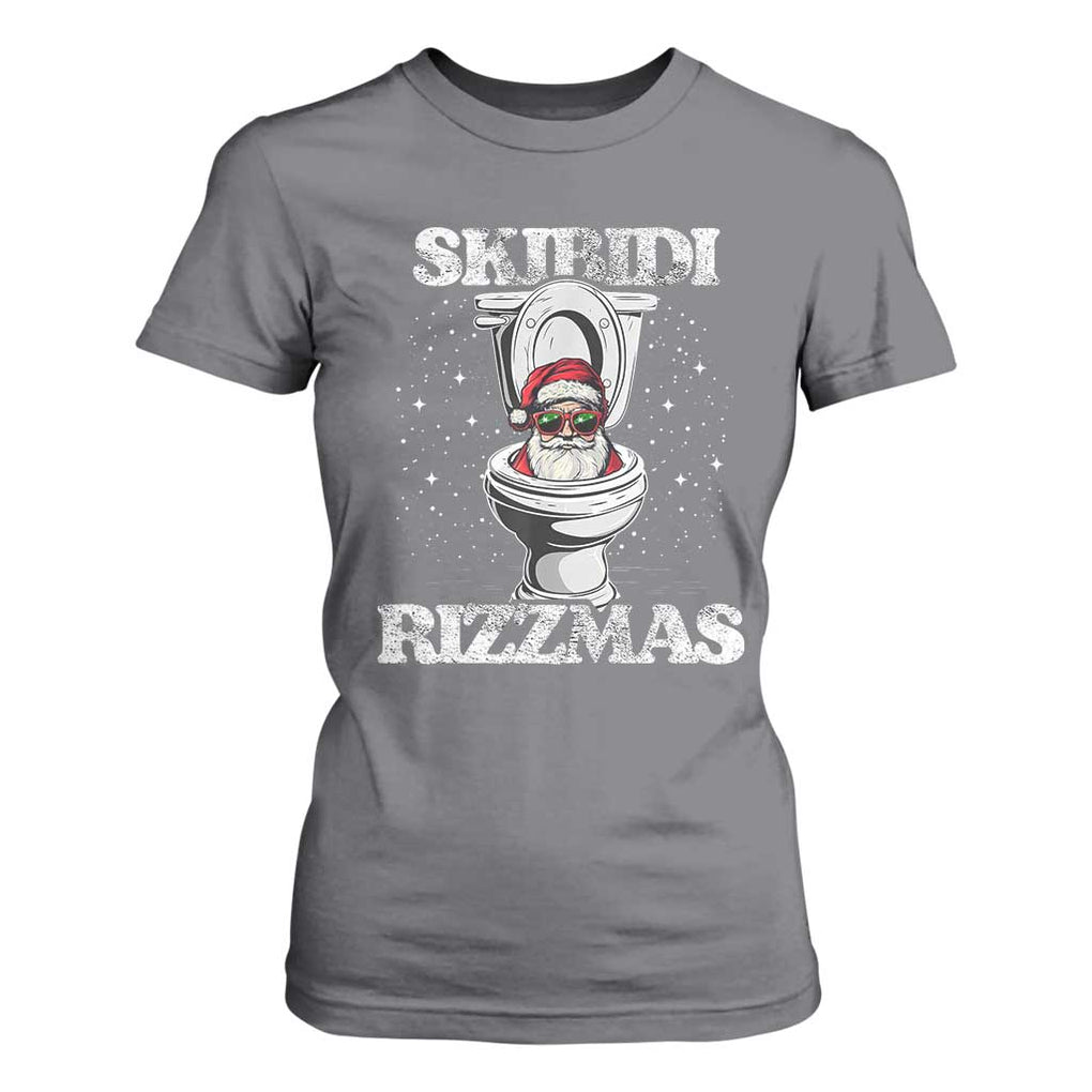 Funny Christmas T Shirt For Women Skibidi Rizzmas Rizz Santa Toilet Kid Cool TS10 Charcoal Print Your Wear